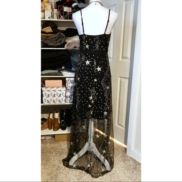 NWT Black and Gold Gown Dress with Glitter Stars ✨ - Picture 3 of 3